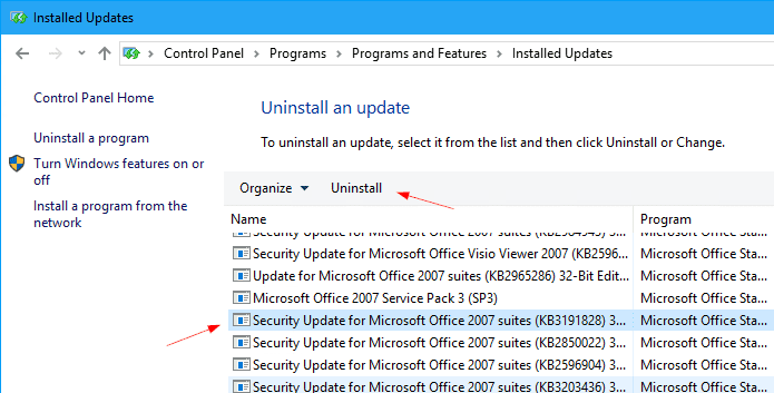 Uninstall Outlook patch - Fix Outlook Blocked Access Potential Unsafe Attachments After June 2017 Update