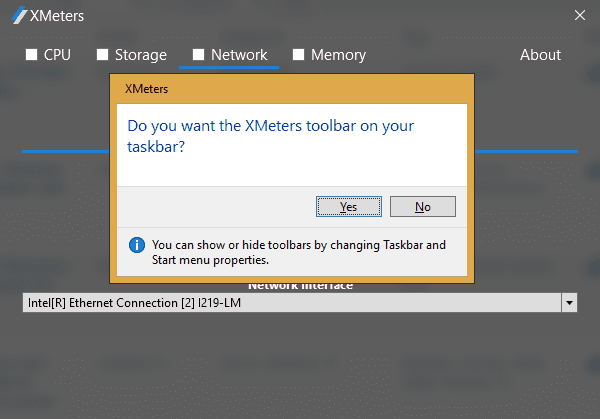 XMeters permission to run on the taskbar - XMeters - The Real-time System Monitoring Tool on Taskbar for Windows