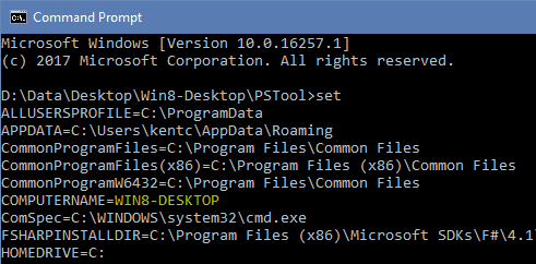 Command Prompt Set - Windows 10 Tip: 8 Command Lines to Find Your Computer Name