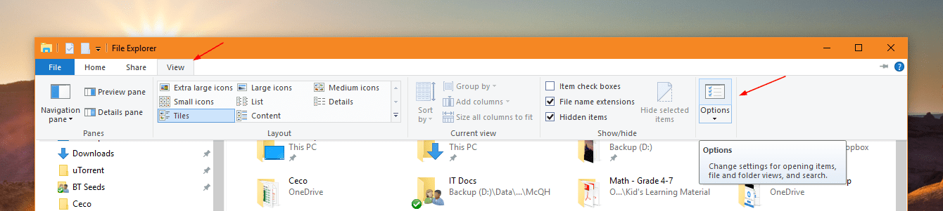 File Explorer open Options - Windows 10 Tip: 4 Ways to Disable Image Preview Thumbnails