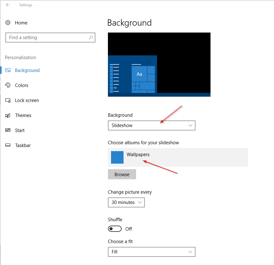 Settings Personalization Background slideshow - Automatically Save Windows Spotlight and Bing Images as Desktop Background in Windows 10