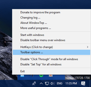 WindowsTop - settings