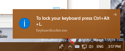 Keyboard Locker notification system tray - Fun Windows Trick: How To Temporarily Lock Your Keyboard