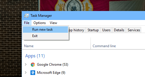 Task Manage File Open New Task - Windows Tip: How To Open Command Prompt as Administrator from Task Manager