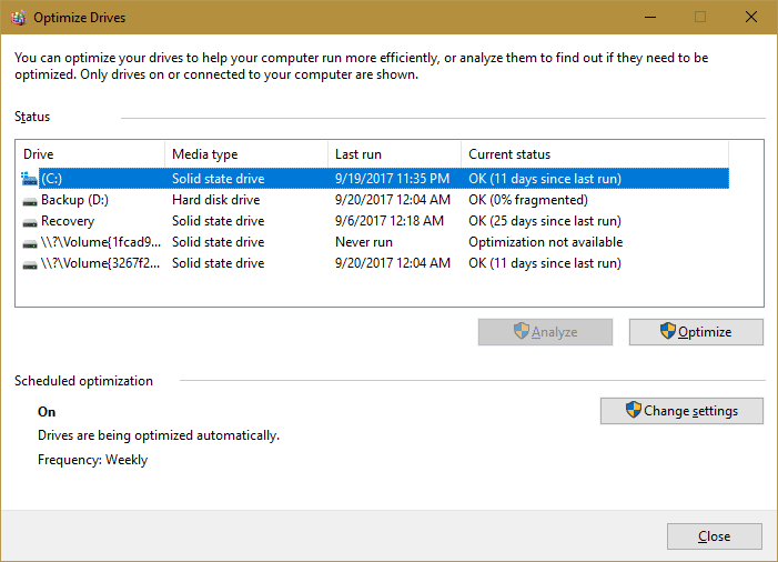 Optimize Drives 2017 10 01 22 40 26 - How To Tell If It is the SSD Drive that Runs my Windows 10