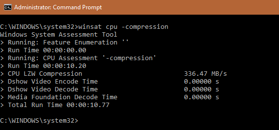 WinSAT cpu compression - What is WinSAT Command in Windows