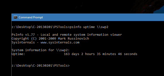Command Prompt PSInfo Uptime Remote - 3 Ways to Find Out the Uptime from A Remote Windows Computer