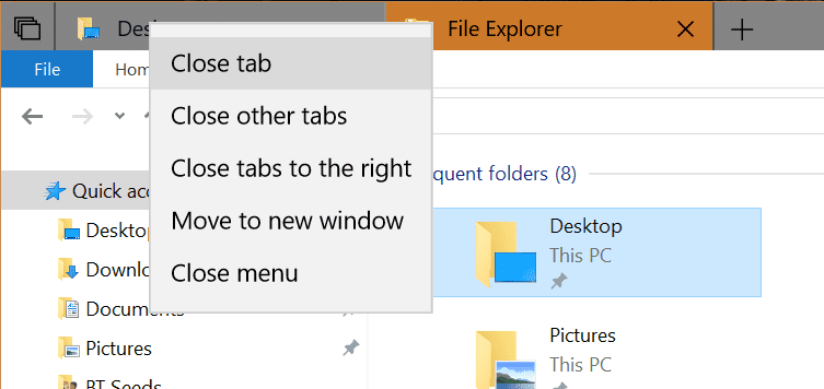 File Explorer tab context menu - How To Use New Tabs in File Explorer in Windows 10