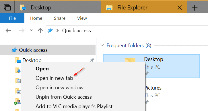 File Explorer tab in context menu - How To Use New Tabs in File Explorer in Windows 10