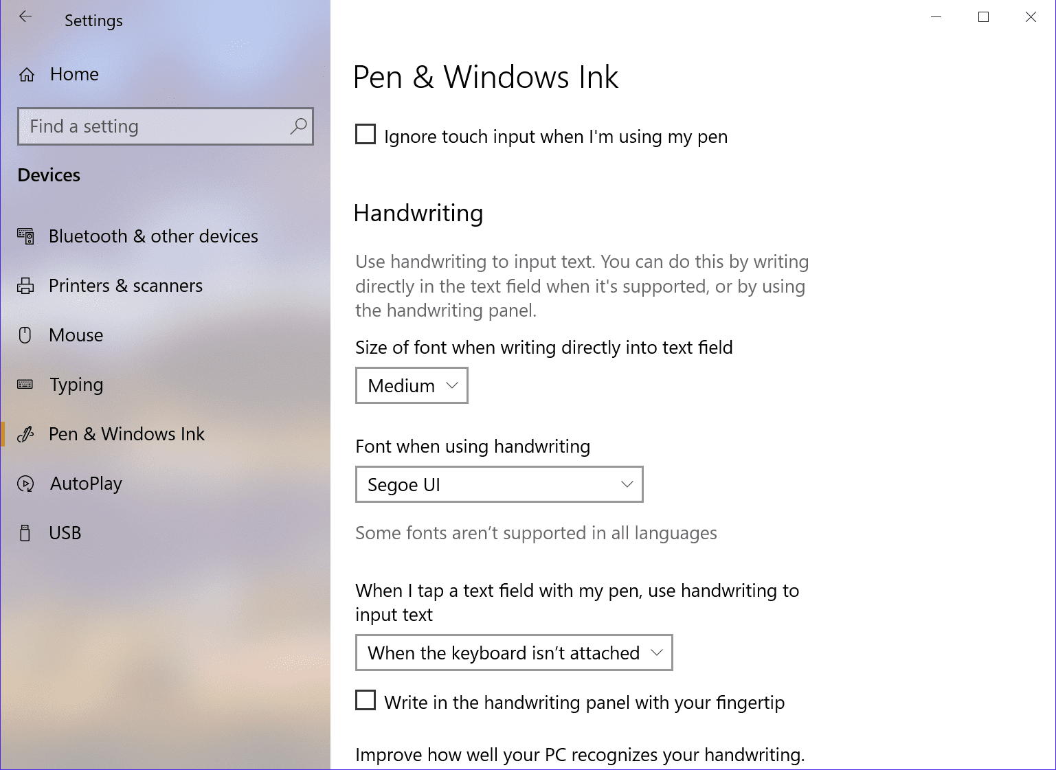 Settings Device Pen writing - Windows 10 Tip: Write Directly in Textbox using Pen