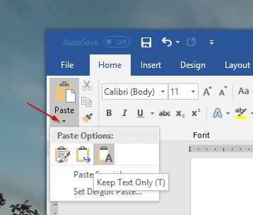 Office Paste Option - How To Copy and Paste Plain Text in Windows [Tip]