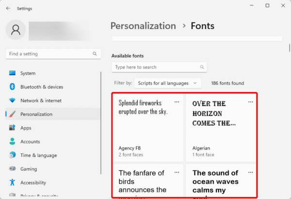 Available fonts 600x410 - How to Install, Manage and Use Windows 11 Fonts