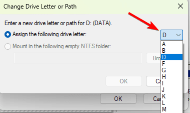 Select a new letter - How to Fix File or Directory is Corrupted and Unreadable in Windows