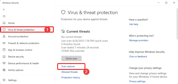 Virus and threats 600x286 - Top Fixes for BSoD Code 139 on Windows 11