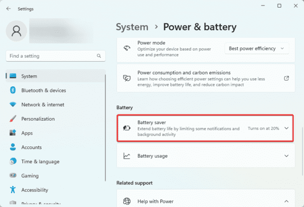 battery saver 600x410 - Best Settings to Improve Windows 11 Battery Life