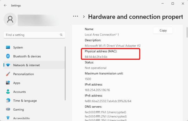 mac address in settings 600x385 - What is the Windows 11 MAC Address and How Do I Find It?