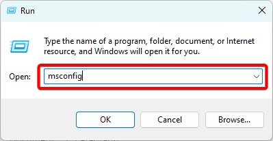 open msconfig - How to Fix File System Error (-2147163901) on Windows 11