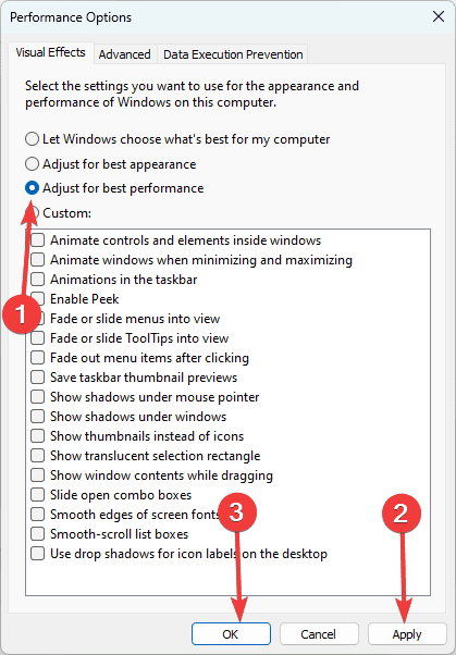 performance - Settings for High Performance on Windows 11