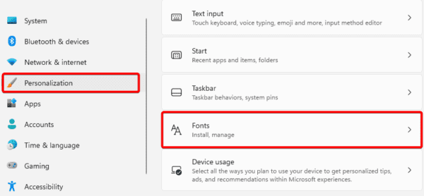 the Font setting 600x278 - How to Install, Manage and Use Windows 11 Fonts