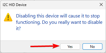 Confirm the disable action - Mouse Cursor Flickering on Windows: Best Fixes