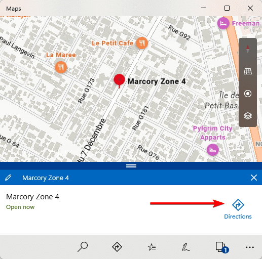 Directions button - Complete Guide to Download and Use Maps Offline on a Windows 11 Device