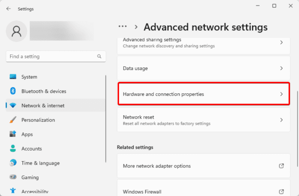 Hardware connection properties 600x393 - Easy Ways to Check Your Network Connection Status and Details on Windows 11