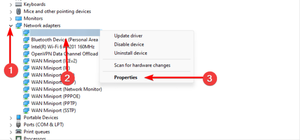 Properties for cellular adapter driver 600x281 - Top Fixes When the Cellular Option is Missing on Windows 11