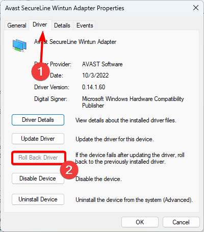 Roll back driver 3 - FIXED: Default Gateway Is Not Available on Windows