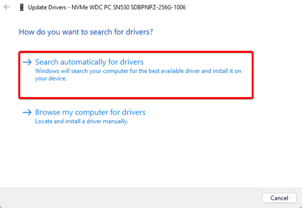 auto search for drivers 600x414 - exFAT Drive Not Showing or Recognized in Windows 11: Top Fixes