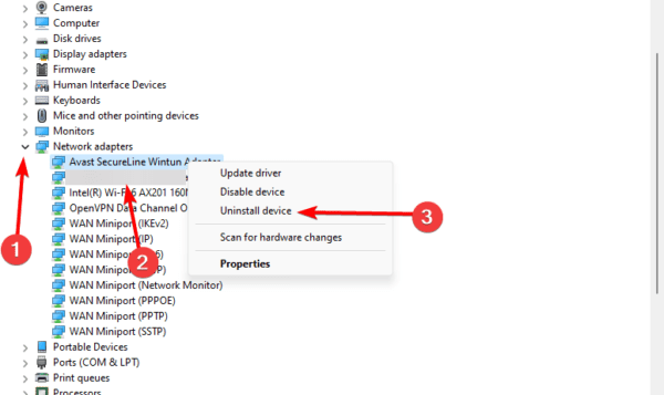 uninstall device 600x357 - Top Fixes When the Cellular Option is Missing on Windows 11