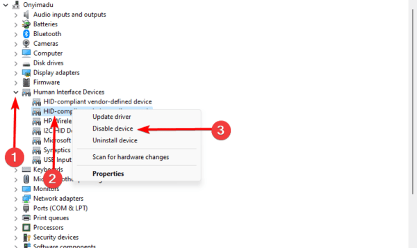 Disable driver 600x357 - Top Fixes When the Touchpad Settings is Missing on Windows 11