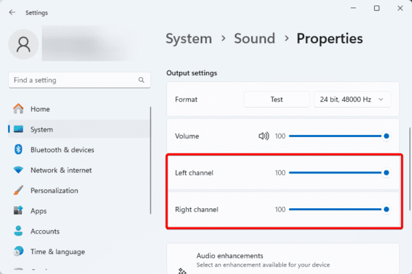 Output settings 600x400 - Adjust Audio Balance (Left and Right) on Windows 11: Top Solutions