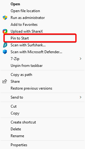 Pin to Start - How to Pin a Batch File to the Windows 11 Taskbar