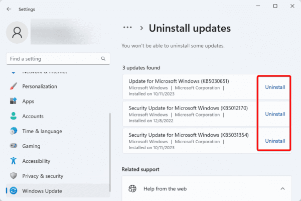 Uninstall update 600x400 - Top Fixes When the Touchpad Settings is Missing on Windows 11