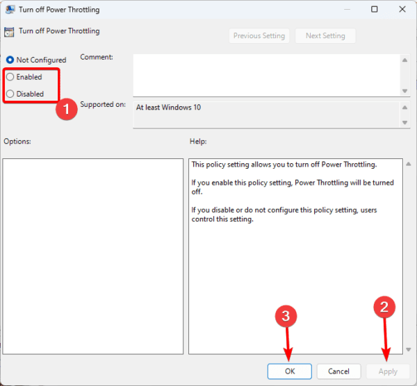 configure power throthlinf 600x556 - How to Enable or Disable Power Throttling On Windows 11
