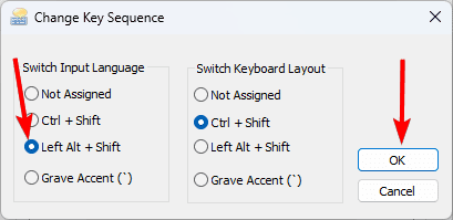 Correct sequence - Fixed: Alt + Shift Not Changing Language on Windows 11