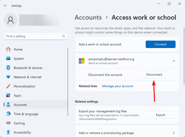 Disconnect account 600x443 - Tamper Protection Not Turning On Windows 11: Fixed