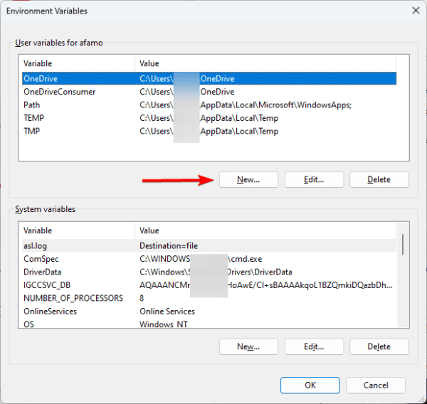 New option 600x568 - Best Ways to Create Environment Variables on Windows 11