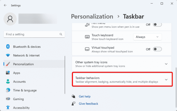 Taskbar behavior 600x379 - Top Ways to Show Seconds in the Windows 11 Taskbar Clock
