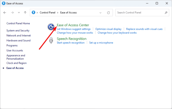 access center 600x379 - How to Enable and Use the Mouse on Windows 11 Via the Keyboard