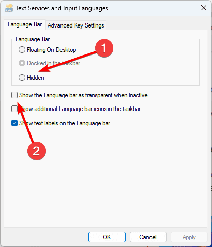 hidden language bar - Fixed: Alt + Shift Not Changing Language on Windows 11