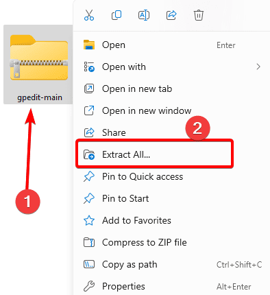 Extract All from zip - Cannot Find GPedit.msc in Windows 11: FIXED