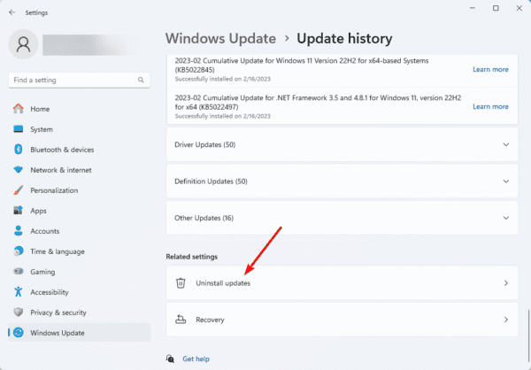 Uninstall updates 1 600x418 - Class Not Registered Windows 11 Error: Fixed