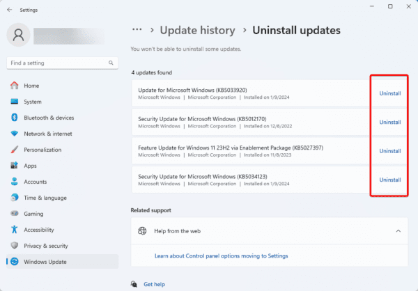 Uninstall updates 2 1 600x418 - Class Not Registered Windows 11 Error: Fixed