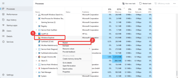 explorer restart 600x264 - Windows 11 Task Manager Not Showing GPU Usage: Top Fixes