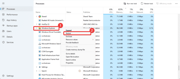restart windows explorer 1 600x264 - Top Fixes When OneDrive is Not Showing in File Explorer in Windows 11