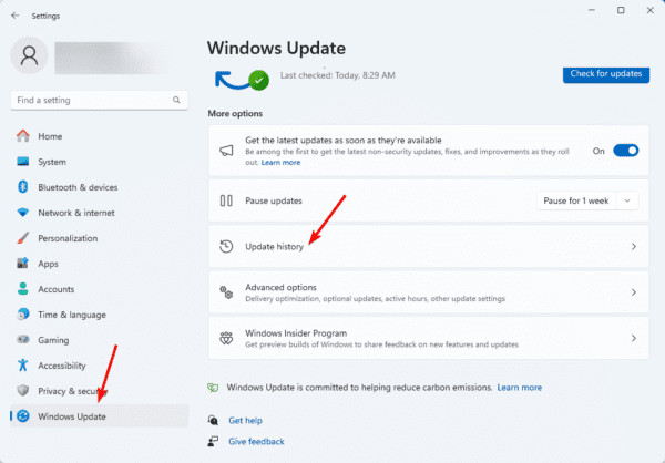 update history 600x418 - Class Not Registered Windows 11 Error: Fixed