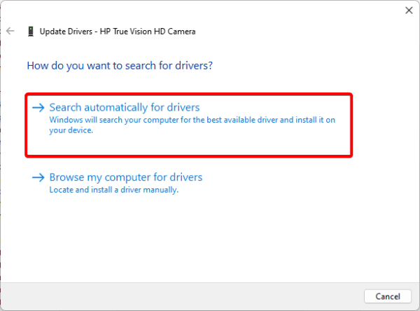 Auto update search 600x444 - How to Fix Camera Black Screen in Windows 11