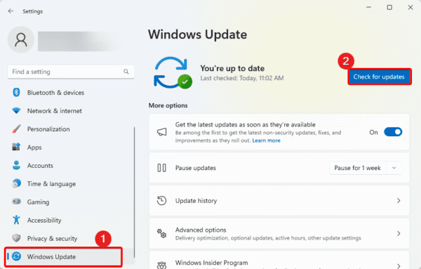 Check for updates 2 600x383 - Windows 11 Shutdown Button Not Working: Best Fixes