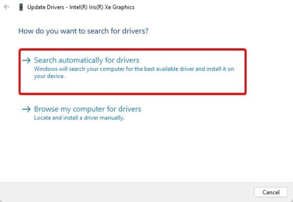 Driver auto search 600x414 - Best Fixes for No HDMI Signal From Your Device in Windows 11